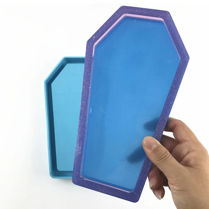 Halloween Coffin Storage Box Epoxy Resin Mold Tray Serving Plate Silicone Mold