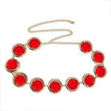 Halloween Cosplay Waist Belt with Stone Chain & Red Gems