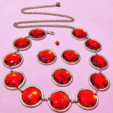Halloween Cosplay Waist Belt with Stone Chain & Red Gems