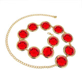 Halloween Cosplay Waist Belt with Stone Chain & Red Gems