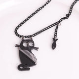 Halloween Cat & Fish Acrylic Pendant Necklace Chain Choker Women's Jewelry