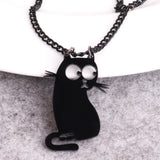 Halloween Cat & Fish Acrylic Pendant Necklace Chain Choker Women's Jewelry