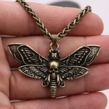 Halloween Skull Moth Necklace Wicca Witchcraft Pendant