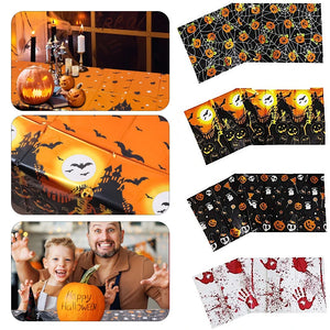 Halloween Tablecloth Pumpkin Spider Web Bat Ghost Table Cover