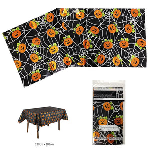 Halloween Tablecloth Pumpkin Spider Web Bat Ghost Table Cover