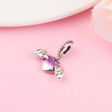 Devil Heart Wings Enamel Bead DIY Bracelet Silver 925