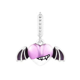 Devil Heart Wings Enamel Bead DIY Bracelet Silver 925