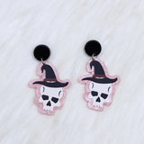 Acrylic Halloween Earrings Skeleton Magic Stick Ghost Pumpkin
