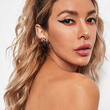 Red Zircon Spider Stud Earrings for Halloween Party
