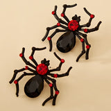 Red Zircon Spider Stud Earrings for Halloween Party
