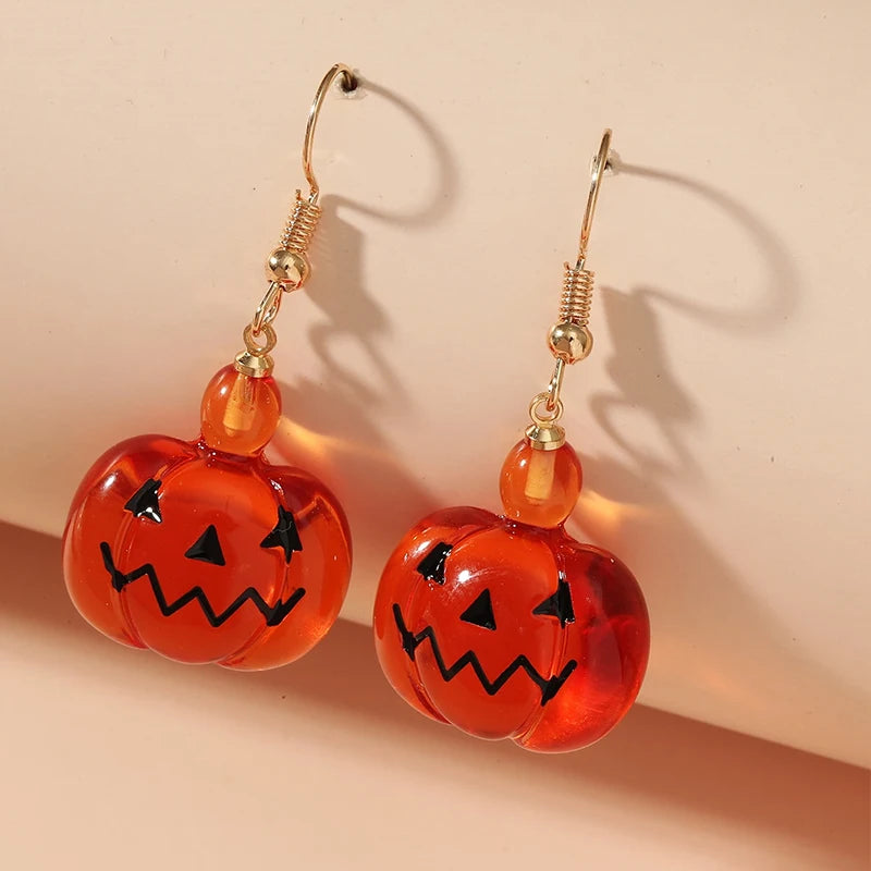 Halloween Pumpkin Earrings Resin Jewelry Party Gift Accessories