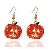 Cartoon Pumpkin Dangle Earrings Zircon Drop Jewelry Halloween Party Gift