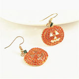 Cartoon Pumpkin Dangle Earrings Zircon Drop Jewelry Halloween Party Gift