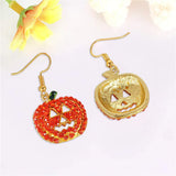 Cartoon Pumpkin Dangle Earrings Zircon Drop Jewelry Halloween Party Gift