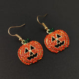Cartoon Pumpkin Dangle Earrings Zircon Drop Jewelry Halloween Party Gift