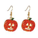 Cartoon Pumpkin Dangle Earrings Zircon Drop Jewelry Halloween Party Gift