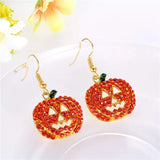 Cartoon Pumpkin Dangle Earrings Zircon Drop Jewelry Halloween Party Gift