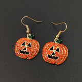 Cartoon Pumpkin Dangle Earrings Zircon Drop Jewelry Halloween Party Gift