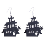 Spooky Pumpkin Cat Web Drop Earrings Gothic Jewelry