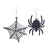 Spooky Pumpkin Cat Web Drop Earrings Gothic Jewelry