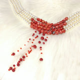 Halloween Faux Pearl Blood Tiered Necklace Goth Jewellery