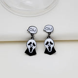 Skeleton Ghost Cross Earrings Evil Fun Creative Dark Earrings