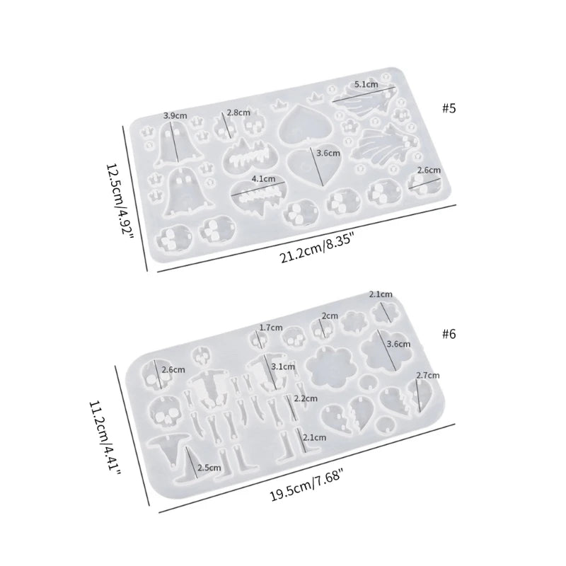Geometric Skull Love Earring Resin Mold for DIY Crafts