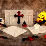 Halloween Ghost BAT Cross Epoxy Resin Mold DIY Ornaments Silicone Mold