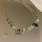 Halloween Ghost Necklaces Scary Funny Creative Pearl Crystals Cactus Pendant Sho