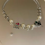 Halloween Ghost Necklaces Scary Funny Creative Pearl Crystals Cactus Pendant Sho