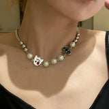 Halloween Ghost Necklaces Scary Funny Creative Pearl Crystals Cactus Pendant Sho
