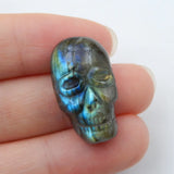 Labradorite Skull Flame Carved Cabochon, Semiprecious Stones Gift