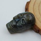 Labradorite Skull Flame Carved Cabochon, Semiprecious Stones Gift