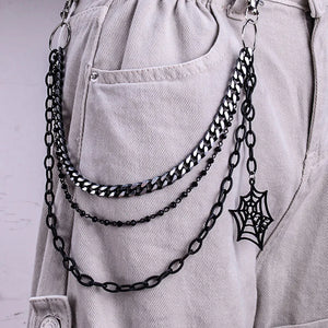 Halloween Punk Metal Pants Chain Spider Web Pendant Jeans Chain