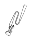 Skull Guitar Men Pendant Necklace Stainless Steel Skeleton Punk Jewelry