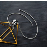 Goth Skull Head Pendant Necklace Stainless Steel Skeleton Punk Male Chain