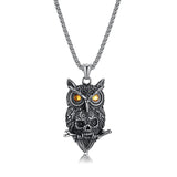 Gothic Viking Owl Skull Men's Pendant Necklace
