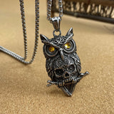 Gothic Viking Owl Skull Men's Pendant Necklace