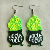 Green Acrylic Geometric Dangle Earrings for Women