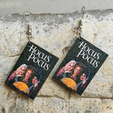 Halloween Horror Wood Book Cover Earrings