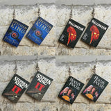 Halloween Horror Wood Book Cover Earrings