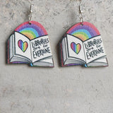 Halloween Horror Wood Book Cover Earrings