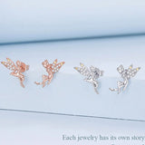 Elf Stud Earrings 925 Sterling Silver Plating Zircon Women