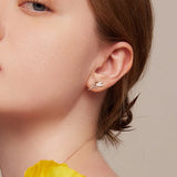 Elf Stud Earrings 925 Sterling Silver Plating Zircon Women