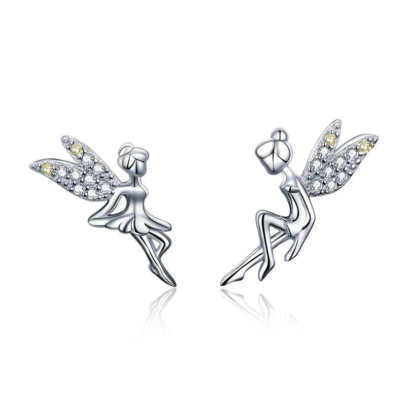 Elf Stud Earrings 925 Sterling Silver Plating Zircon Women