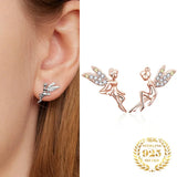 Elf Stud Earrings 925 Sterling Silver Plating Zircon Women