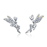 Elf Stud Earrings 925 Sterling Silver Plating Zircon Women