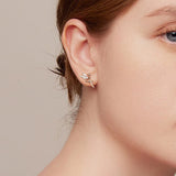 Elf Stud Earrings 925 Sterling Silver Plating Zircon Women