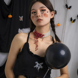 Halloween Blood Pearl Necklace Red pearl Multilayer Necklace