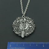 Halloween Moon Wizard Hat Witch Broom Pendant Necklace Gothic Charm Jewelry